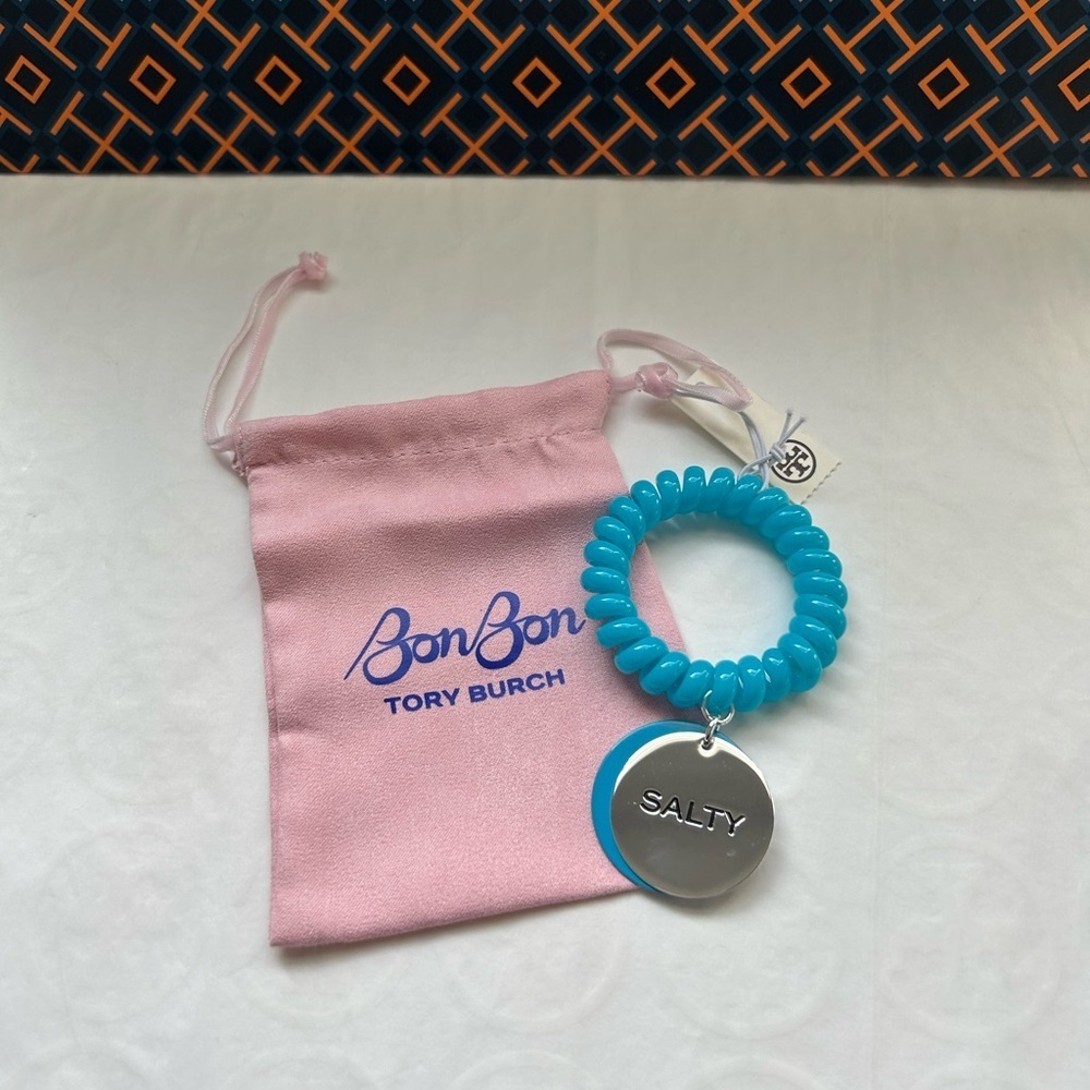 Tory Burch BonBon Charm Bracelet Salty Cotton Candy Bright Neon Blue Slip on
